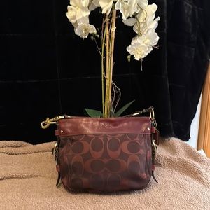 Coach Canvas and Leather Gold Hardware Shoulder Bag